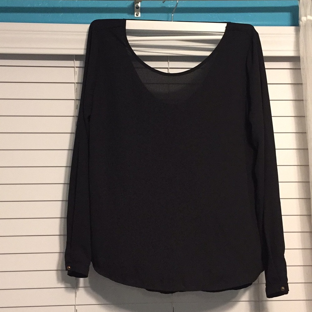 A black long sleeve blouse